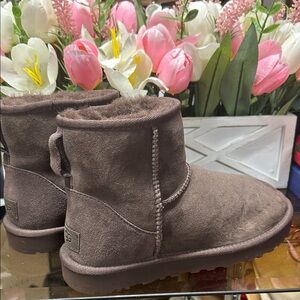 UGG Chestnut Brown Classic Mini Suede Shearling Boots